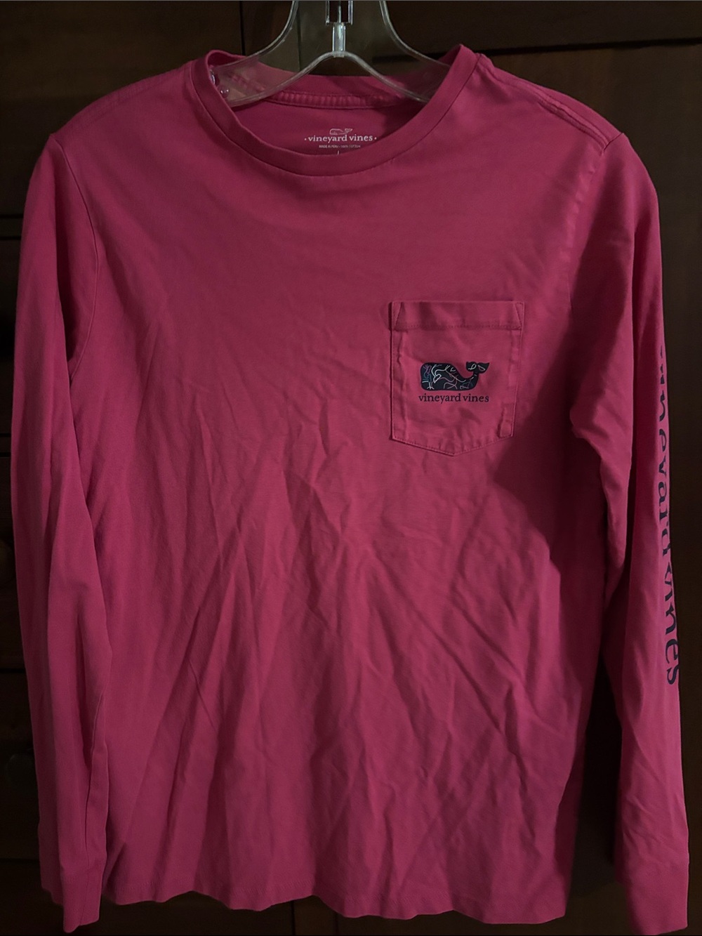 Vineyard Vines kids Long Sleeve Pocket Tee - Raspberry Pink